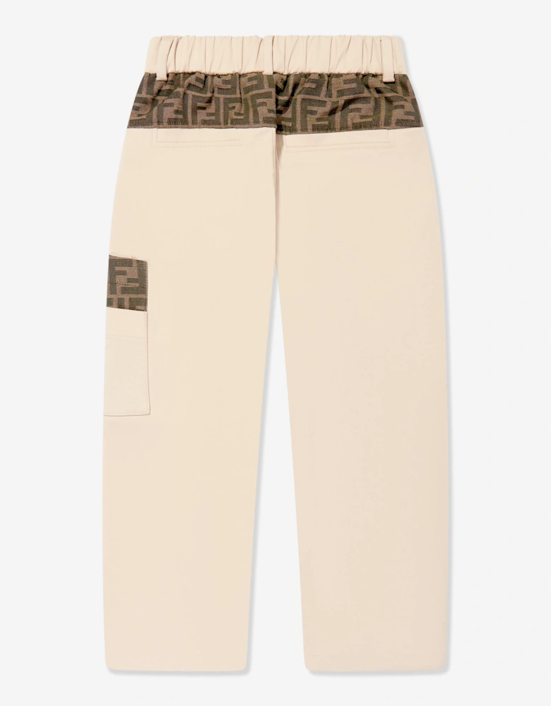 Boys Stretch Gabardine Trousers in Beige