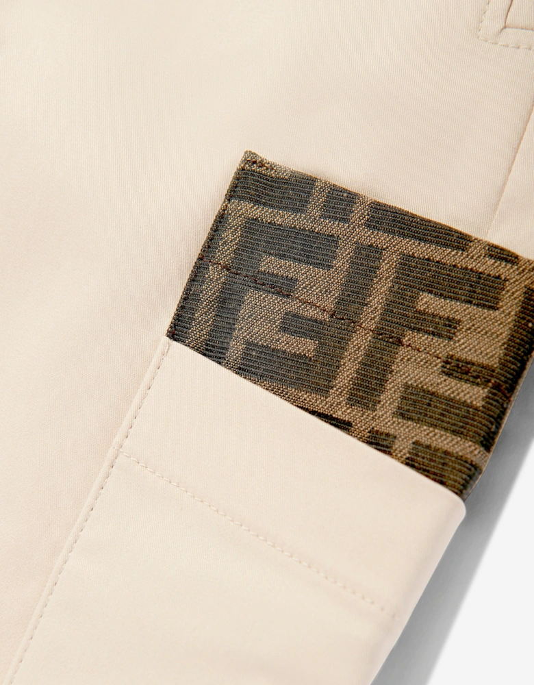 Boys Stretch Gabardine Trousers in Beige