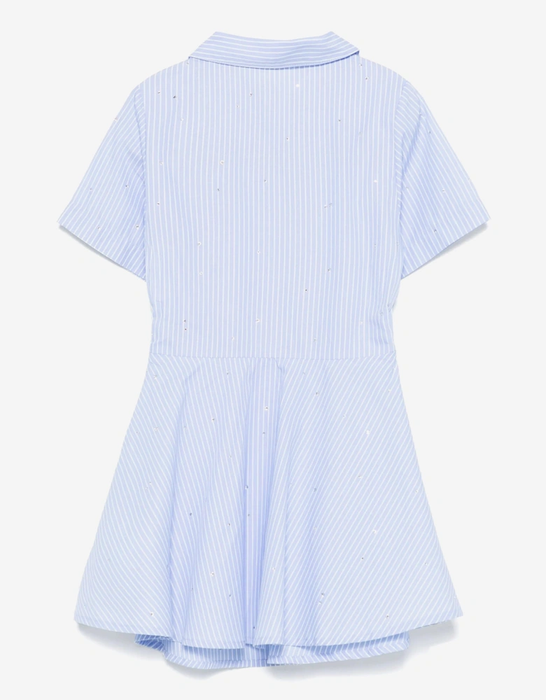 Girls PA Over Rhinestone Shirt Dress in Blue