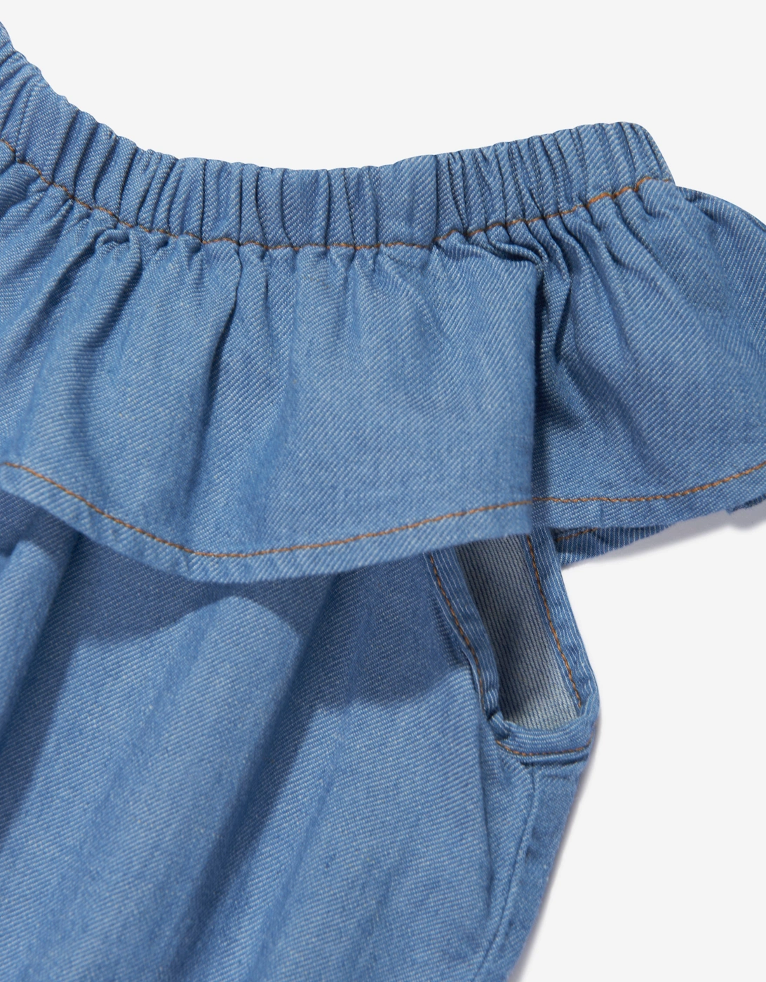 Girls Chambray Teddy Playsuit in Blue