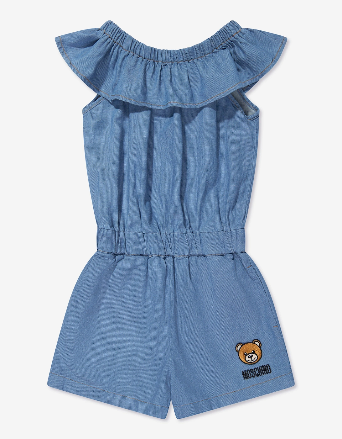 Girls Chambray Teddy Playsuit in Blue, 5 of 4