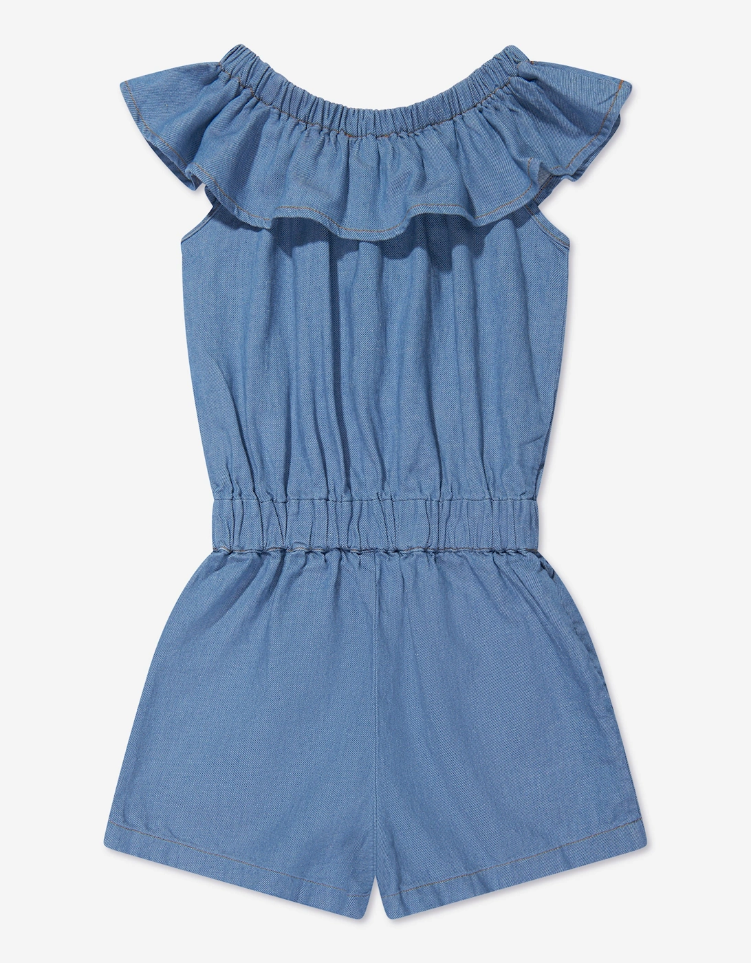 Girls Chambray Teddy Playsuit in Blue
