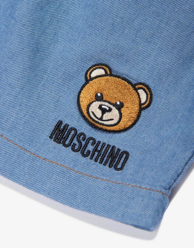Girls Chambray Teddy Playsuit in Blue