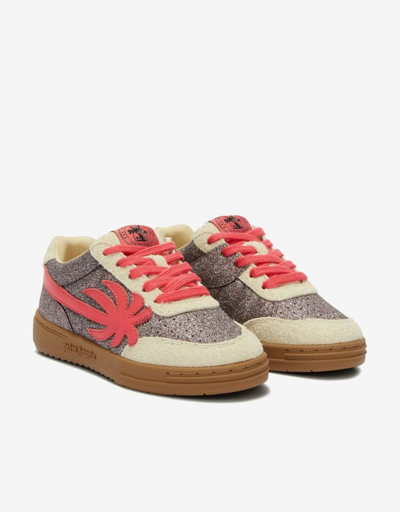 Girls Palm Beach University Glitter Trainers in Silver