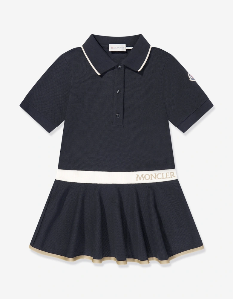 Girls Logo Polo Dress in Navy