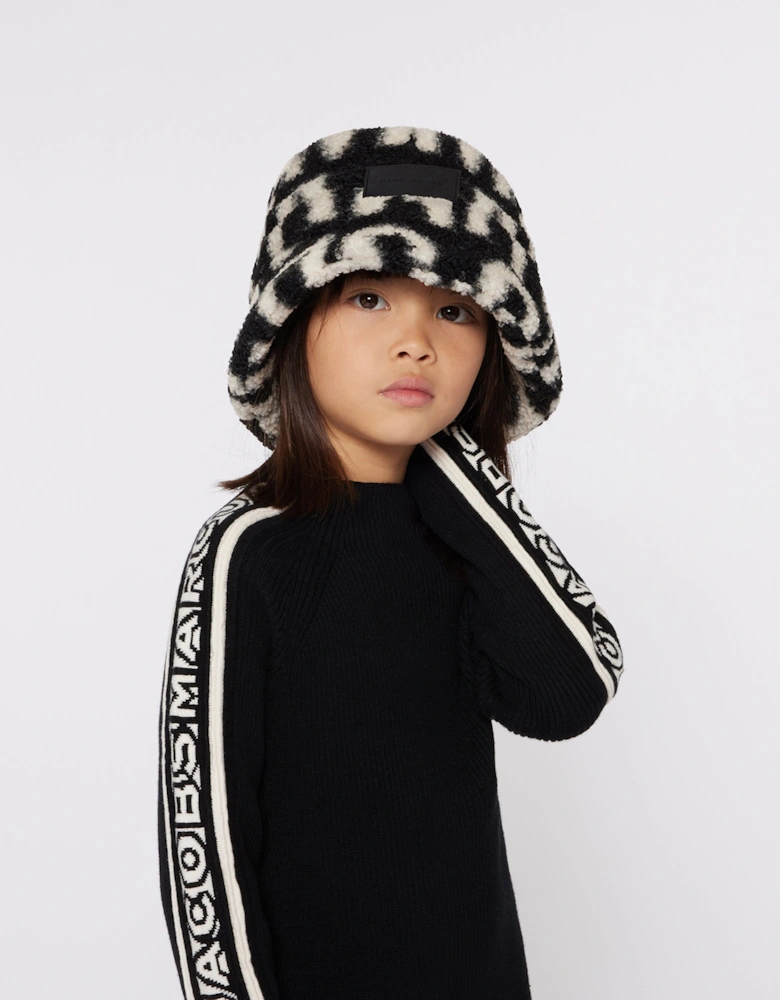 Kids Faux Shearling Bucket Hat in Black