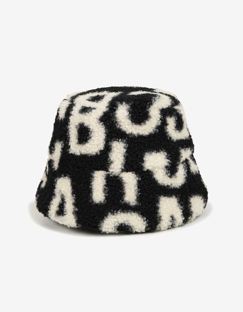 Kids Faux Shearling Bucket Hat in Black