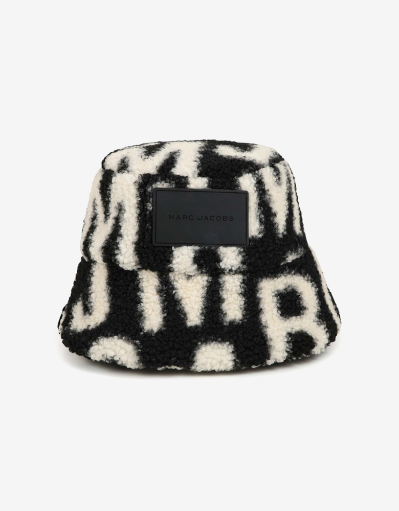 Kids Faux Shearling Bucket Hat in Black