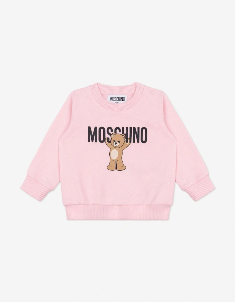 Baby Girls Teddy Bear Logo Sweatshirt in Pink