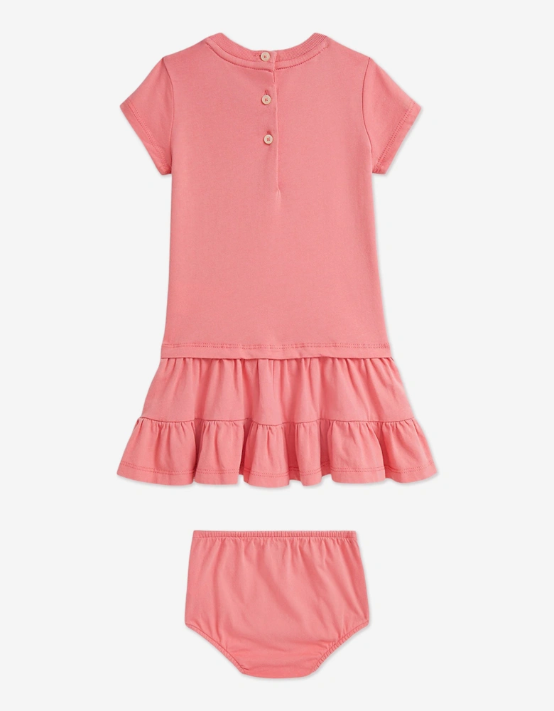 Baby Girls Polo Bear Jersey Dress in Pink