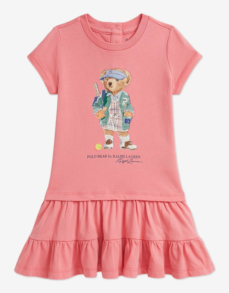 Baby Girls Polo Bear Jersey Dress in Pink
