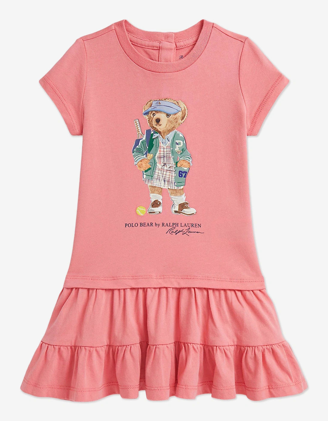 Baby Girls Polo Bear Jersey Dress in Pink