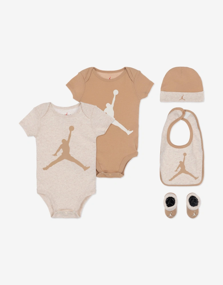 Baby 5 Piece Bodysuit Set in Brown