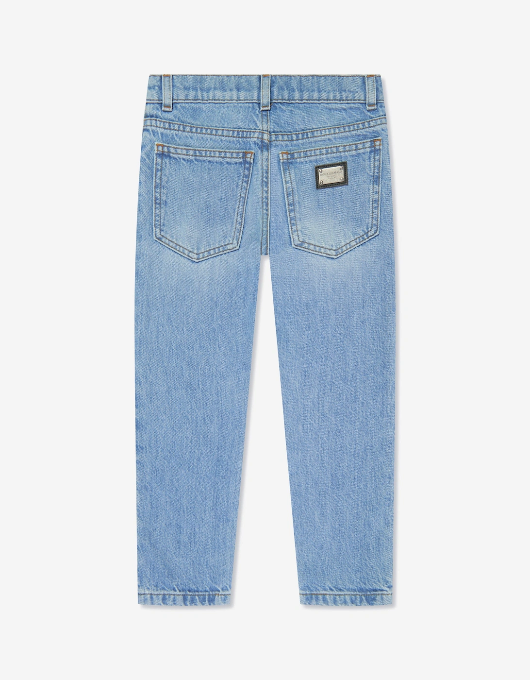 Boys Embossed Logo Skinny Jeans in Blue