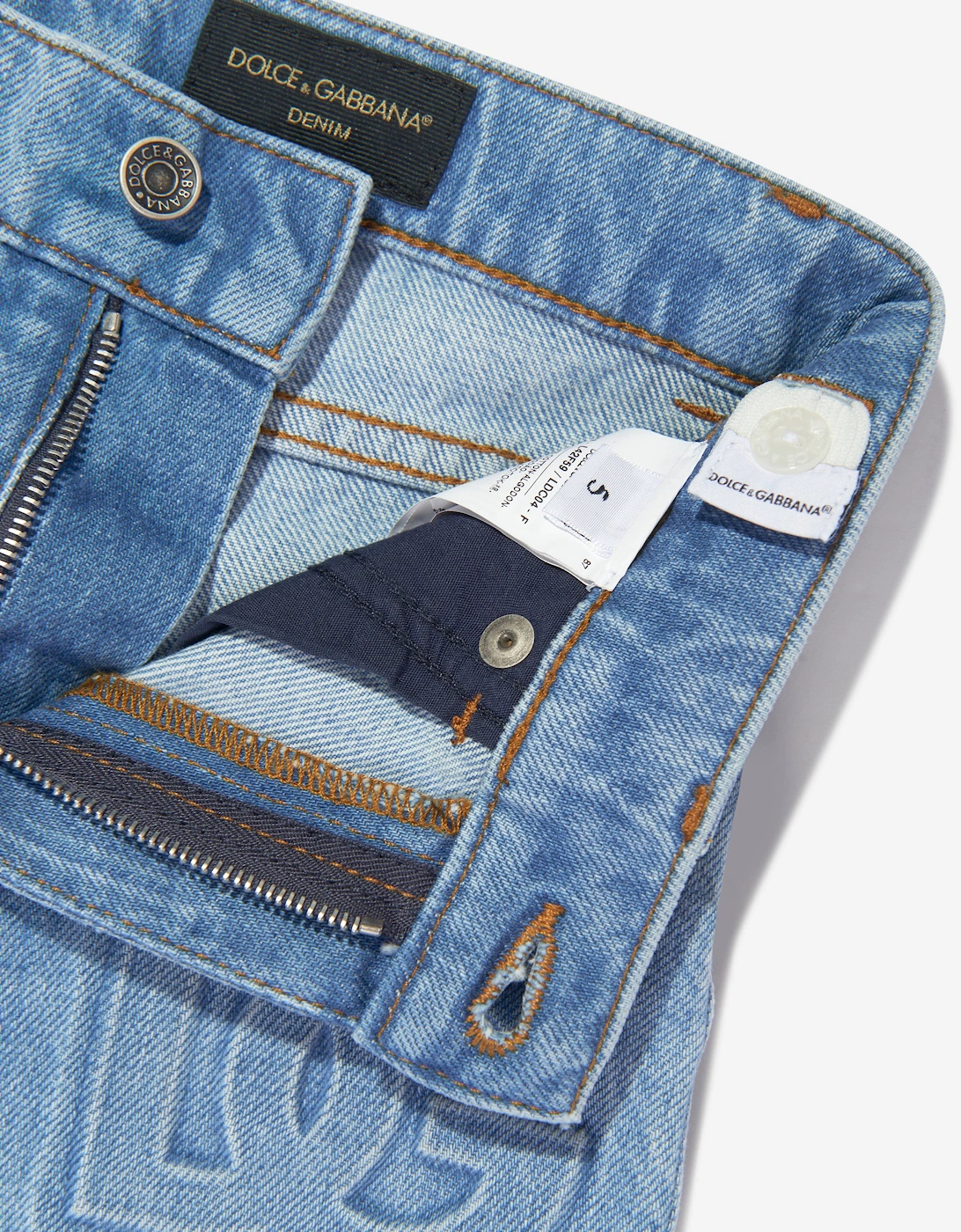 Boys Embossed Logo Skinny Jeans in Blue