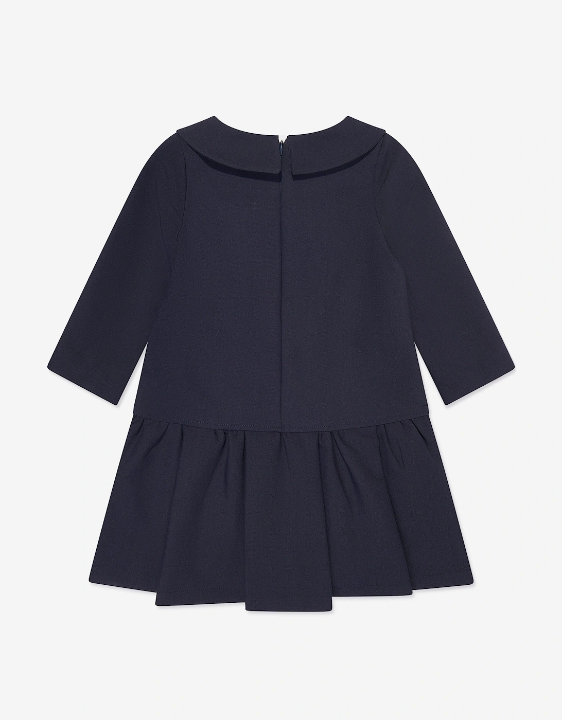 Girls Baby Collar Pearl Pocket Dress in Navy