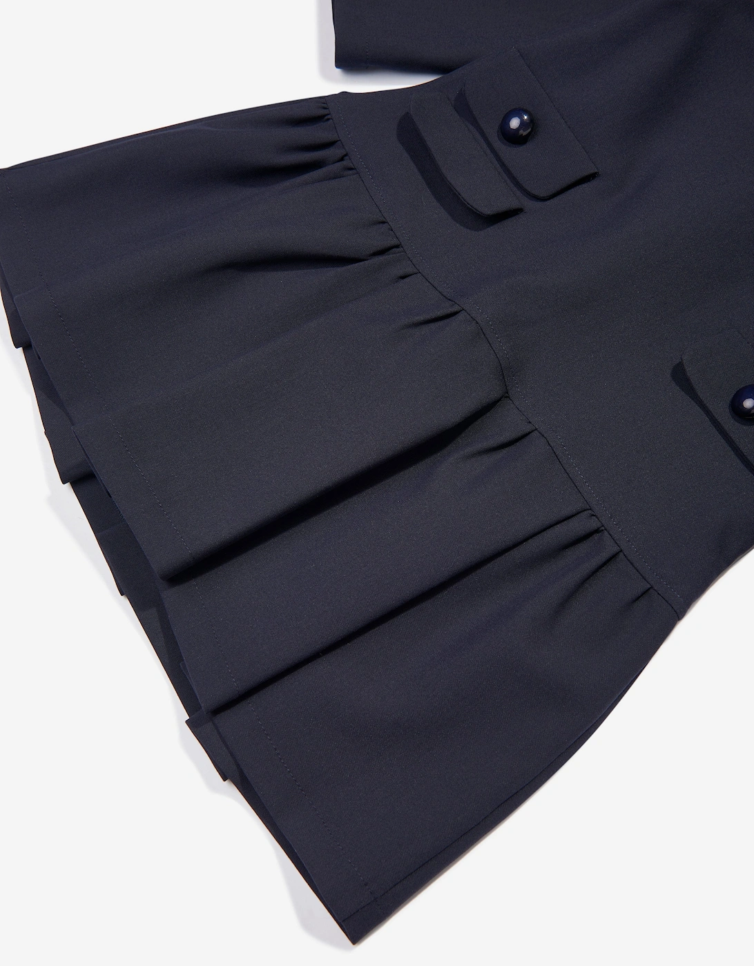 Girls Baby Collar Pearl Pocket Dress in Navy