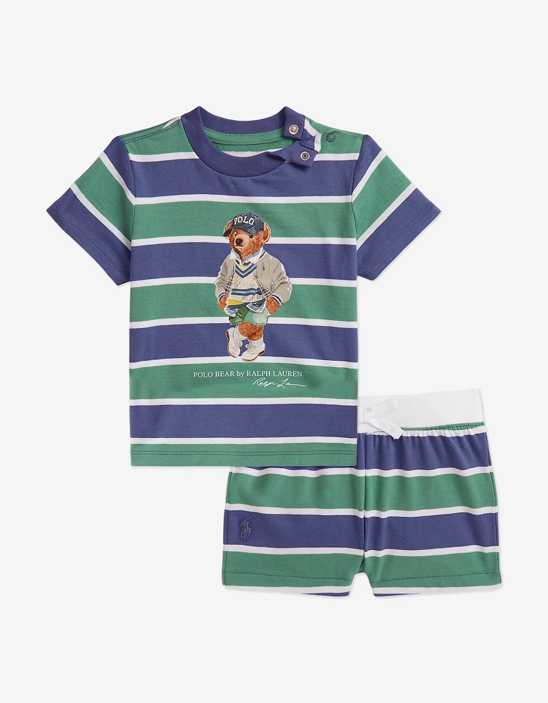 Baby Boys Polo Bear Short Set in Green, 6 of 5