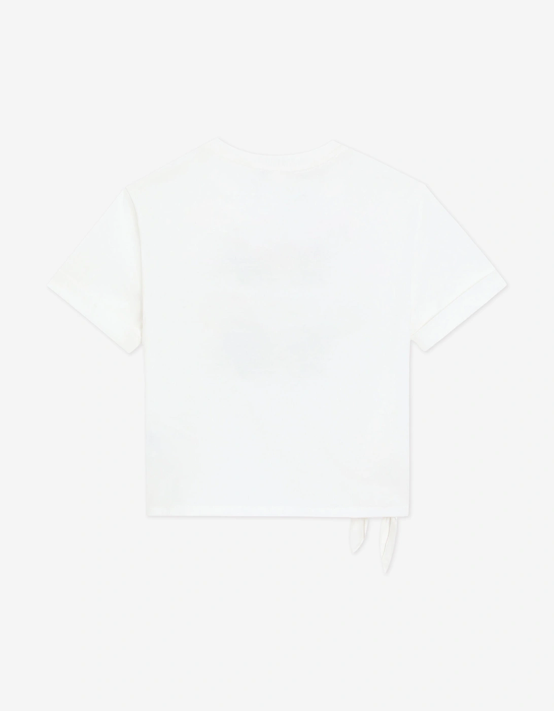 Girls Floral Logo Tie Front T-Shirt in White