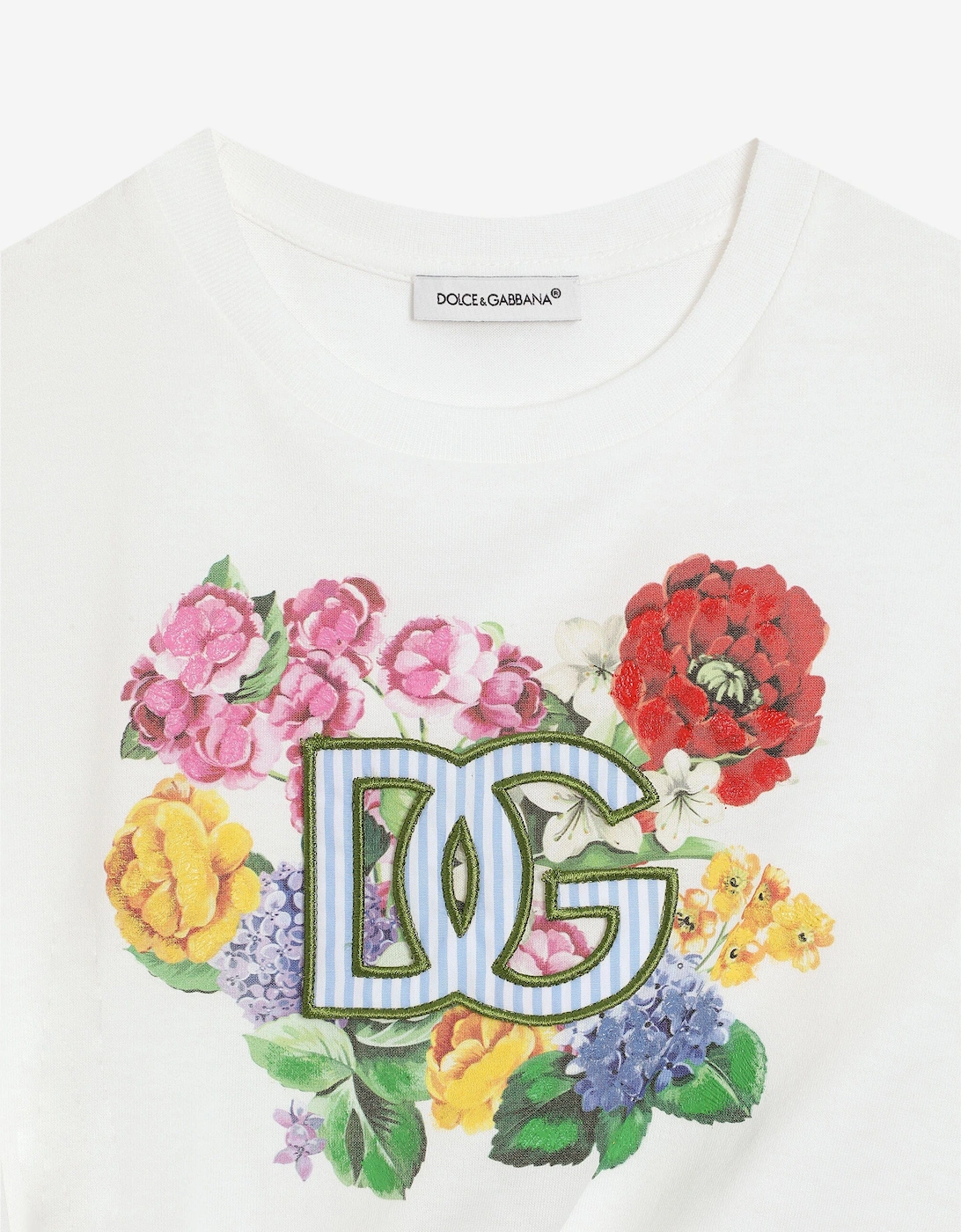 Girls Floral Logo Tie Front T-Shirt in White