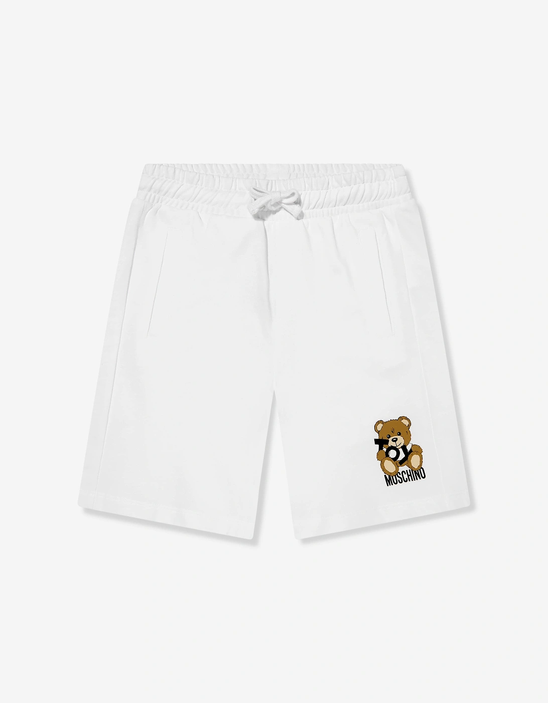 Boys Teddy Bear Logo Shorts in White, 5 of 4