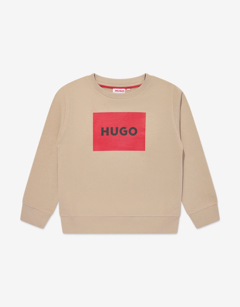 Hugo Boys Logo Print Sweatshirt in Beige