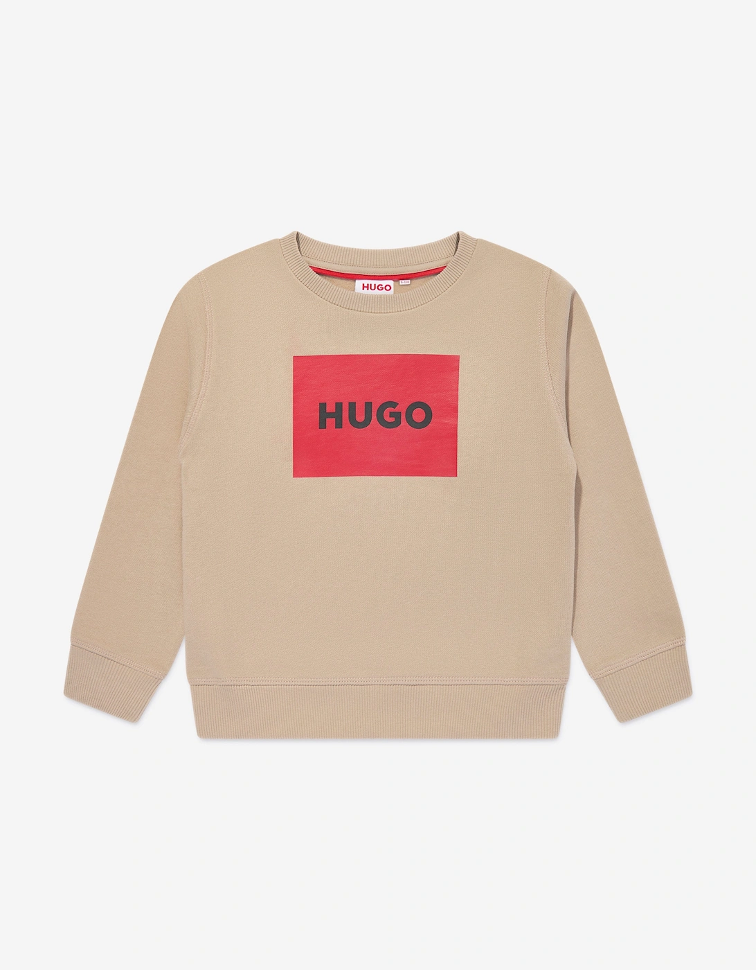 Hugo Boys Logo Print Sweatshirt in Beige, 5 of 4