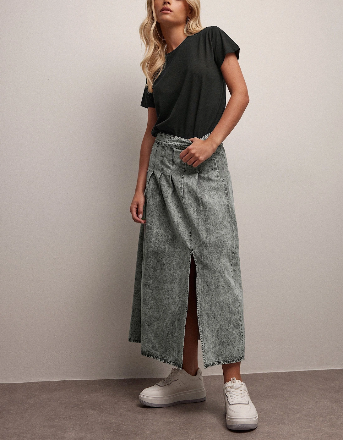 Petite Pleated Denim Skirt, 2 of 1