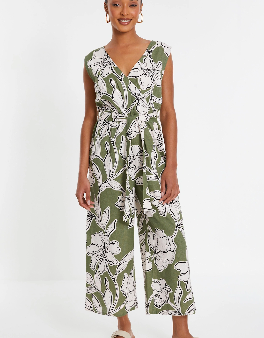 Green Tropical Print Wrap Jumpsuit, 2 of 1