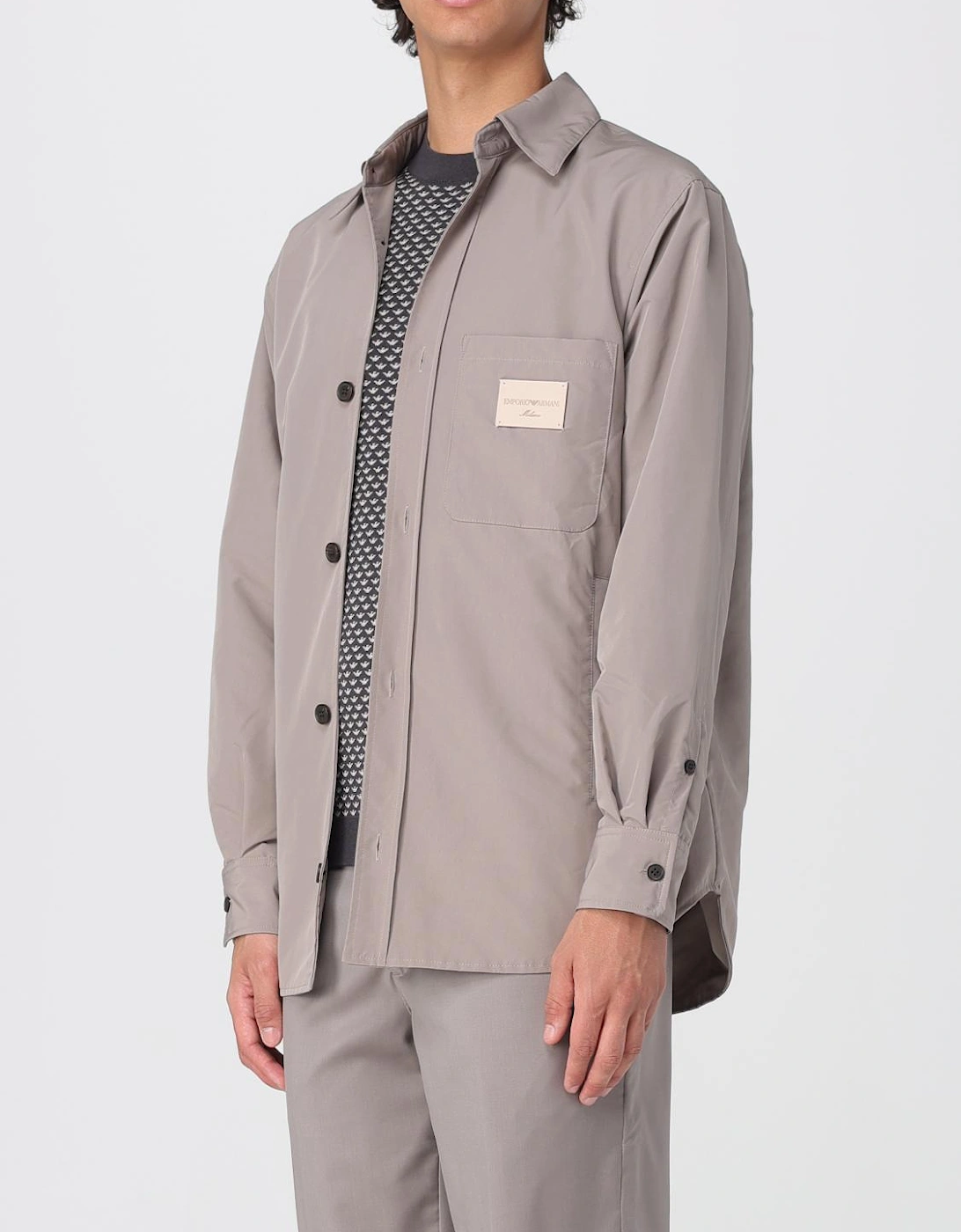 Regular Fit Shirt with Patch Pocket and Long Sleeves