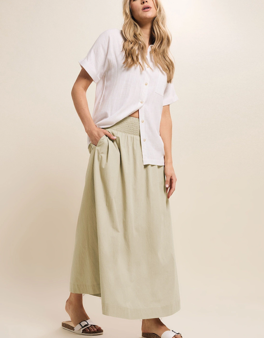 Tall Cotton Shirred Maxi Skirt, 2 of 1