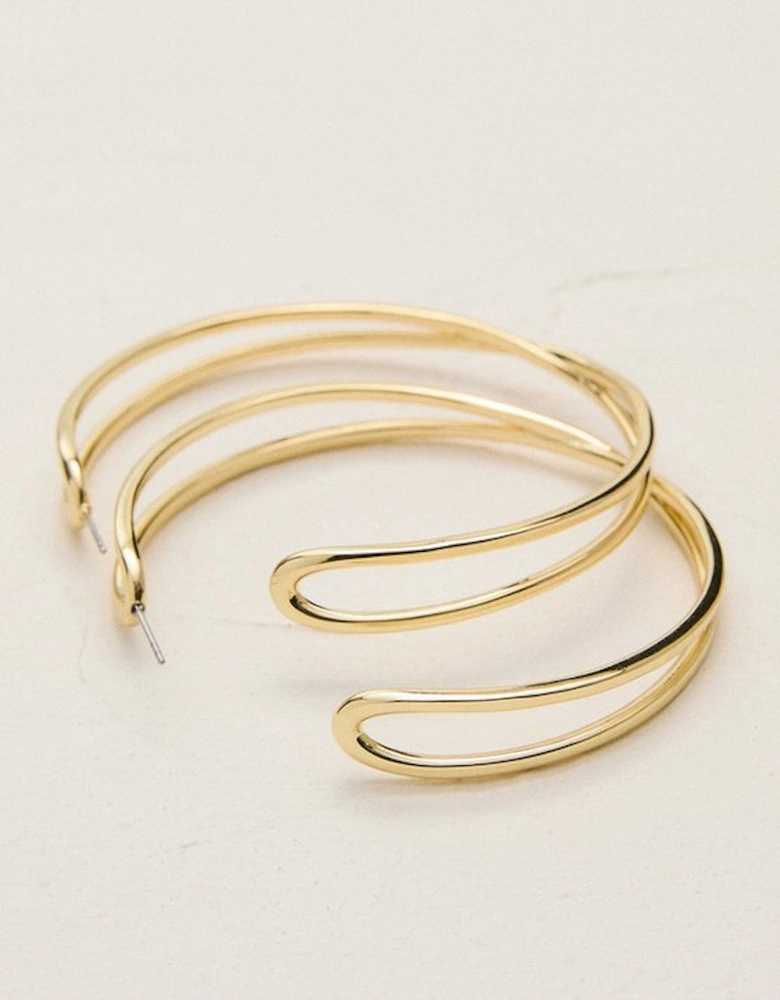 14kt Gold Plated Criss Cross Hoop Earring