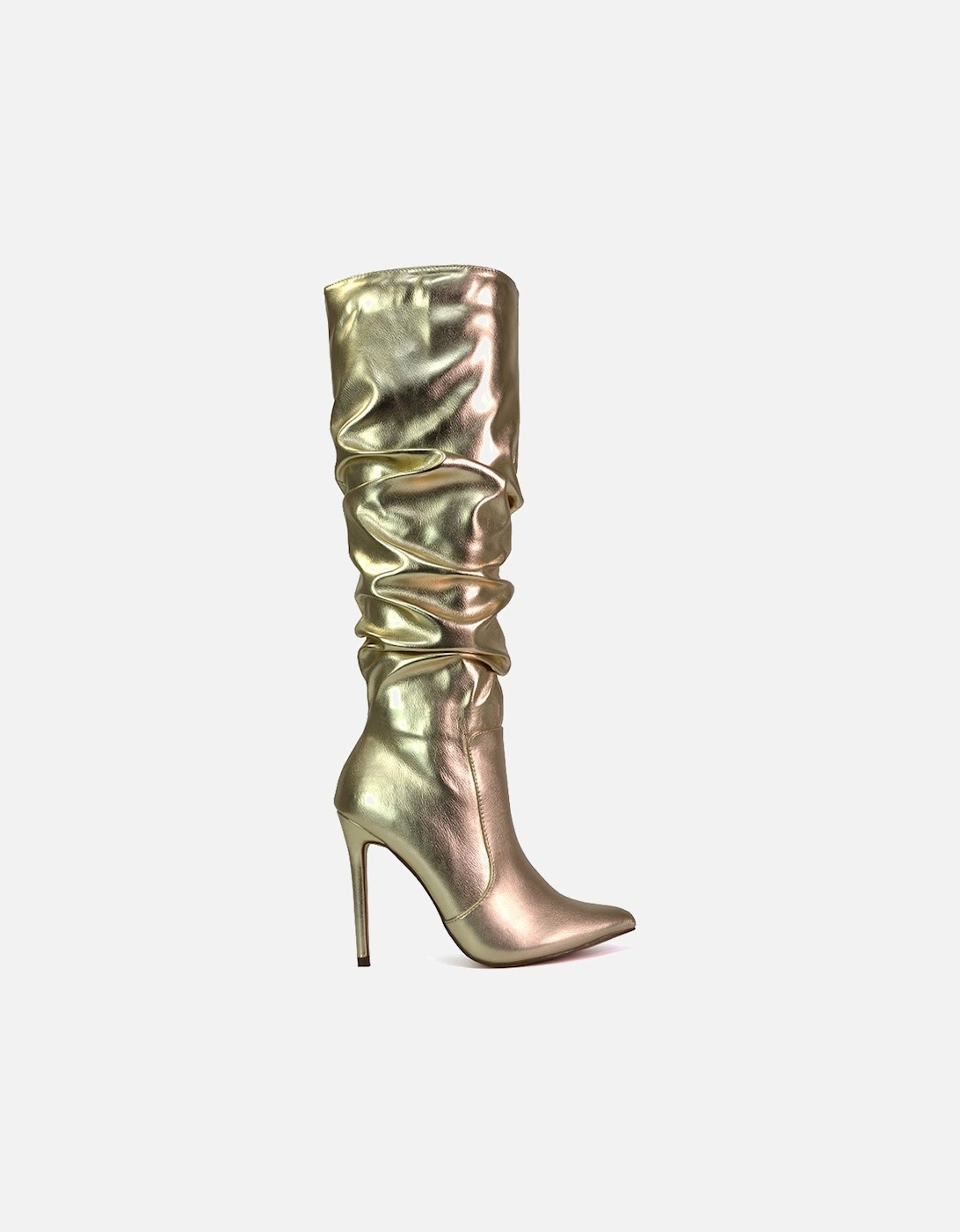 'Milani' Ruched Pointed Toe Stiletto Heel Knee High Boots, 2 of 1