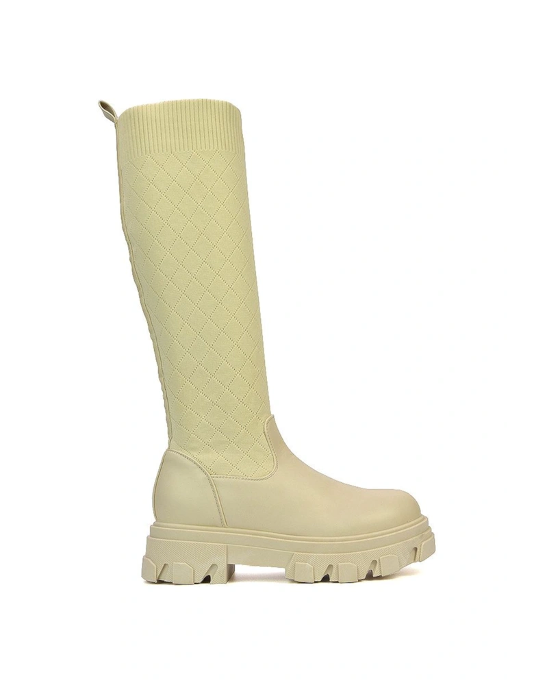 'Denah' Chunky Sole Knee High Sock Boots