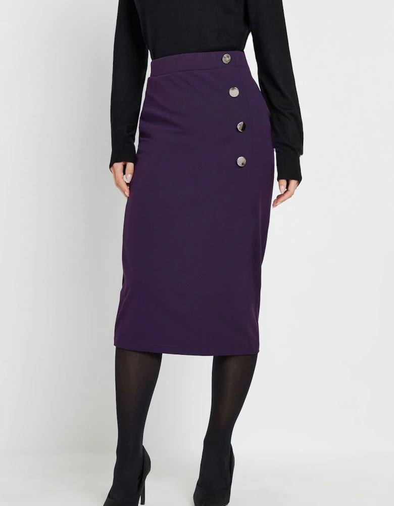 Button Detail Midi Skirt