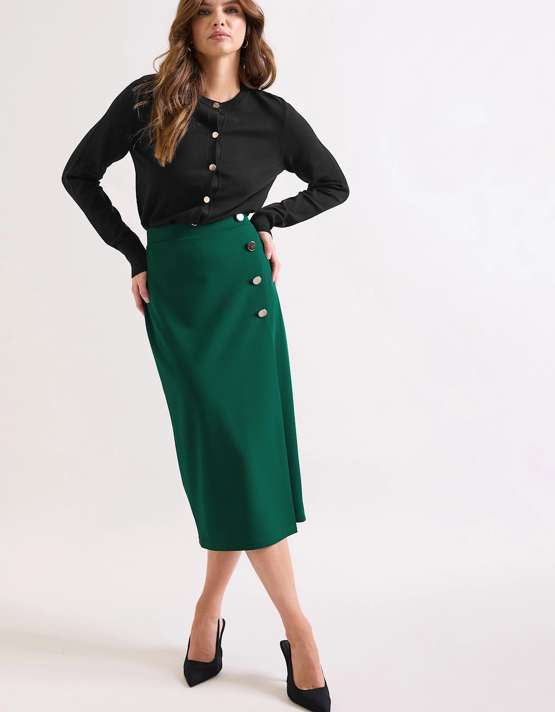 Button Detail Midi Skirt, 2 of 1
