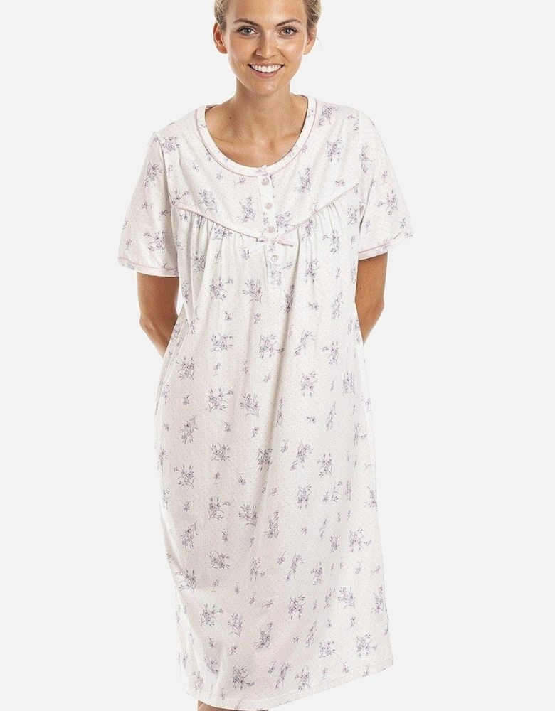 Classic Floral Dot Print Jersey Nightdress