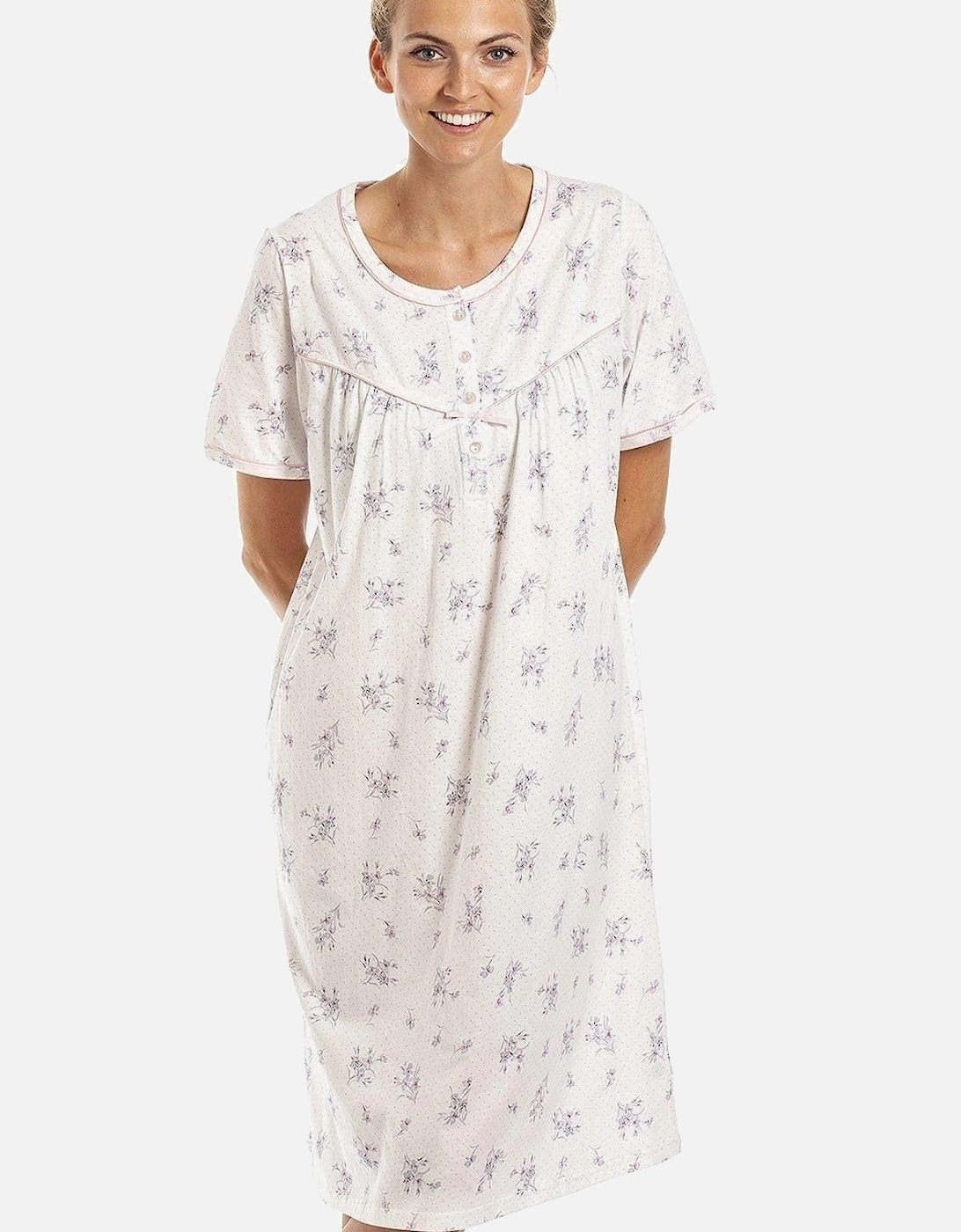 Classic Floral Dot Print Jersey Nightdress, 2 of 1