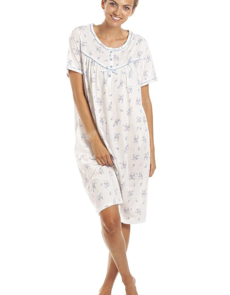 Classic Floral Dot Print Jersey Nightdress