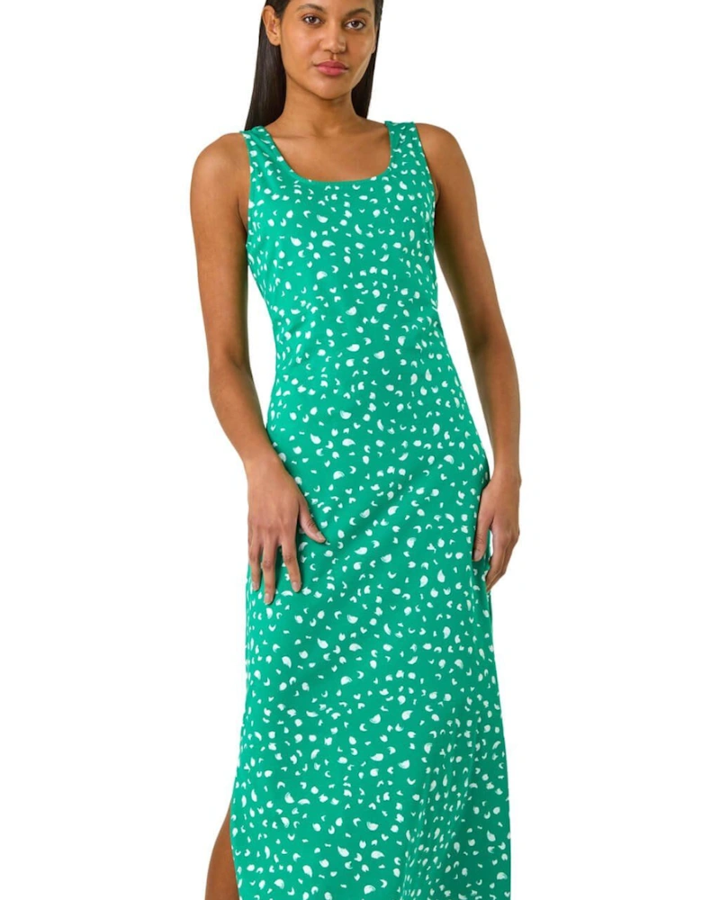 Cotton Speckled Print Midi Dress