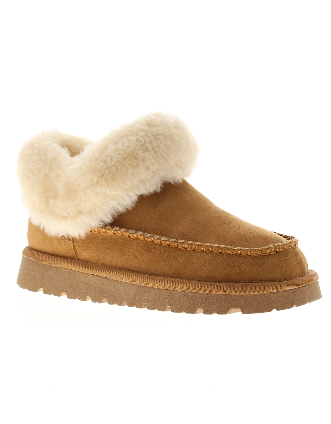 Women's Apache Womens Slipper Boots Faux Fur Lining Mink UK Size - Brown - Size: 4