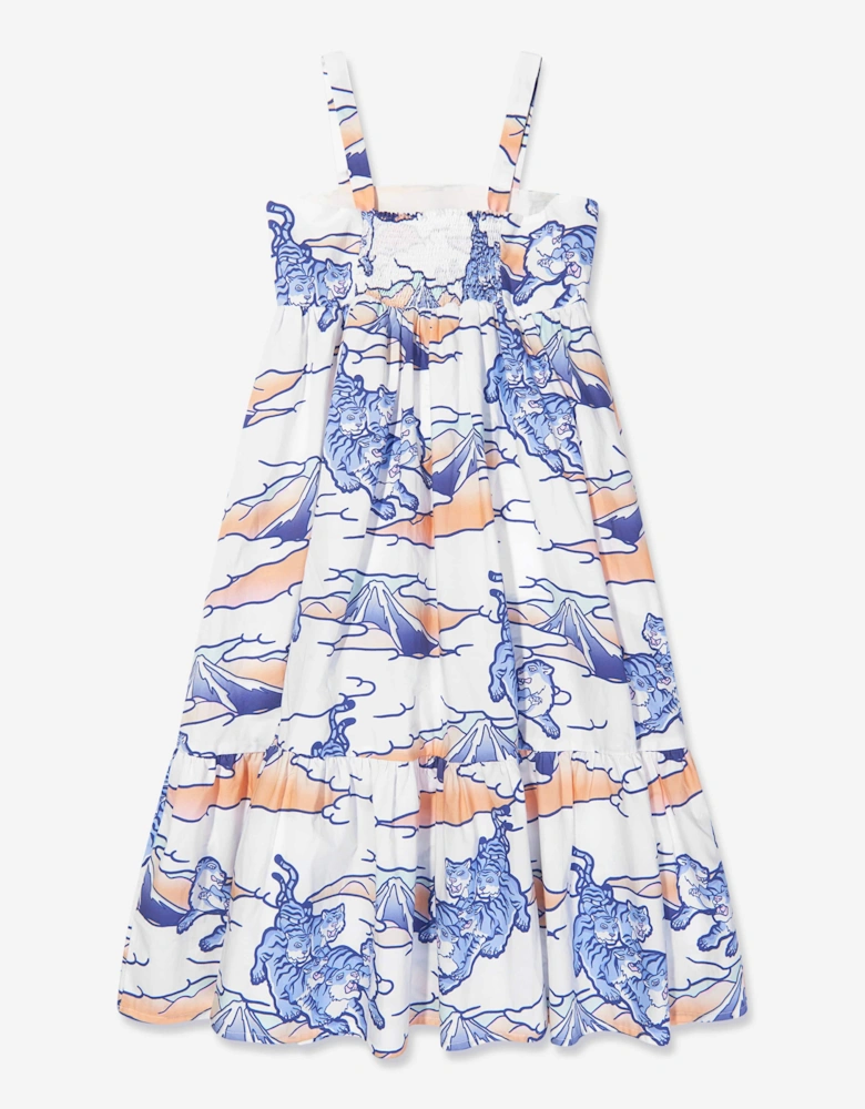 Girls Strappy Tigers Dress in White