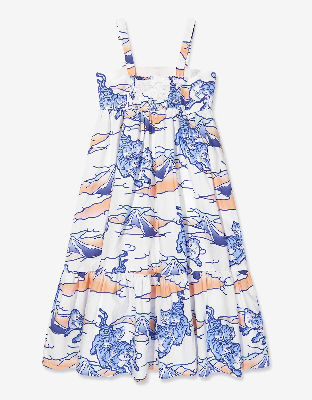 Girls Strappy Tigers Dress in White