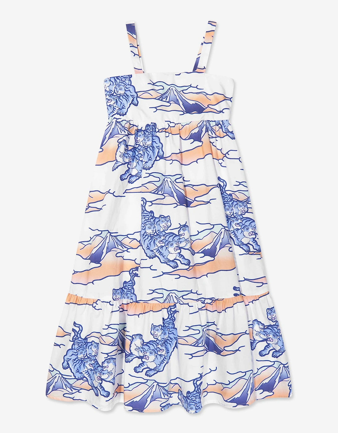 Girls Strappy Tigers Dress in White, 5 of 4