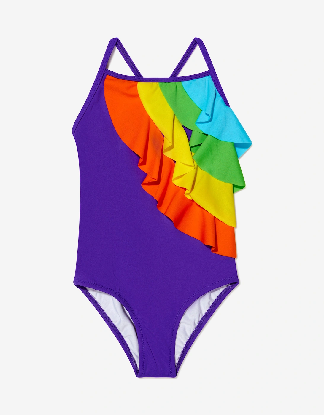 Girl's Nessi Byrd Girls Ezra Frill Swimsuit in Purple - Size: 8 years