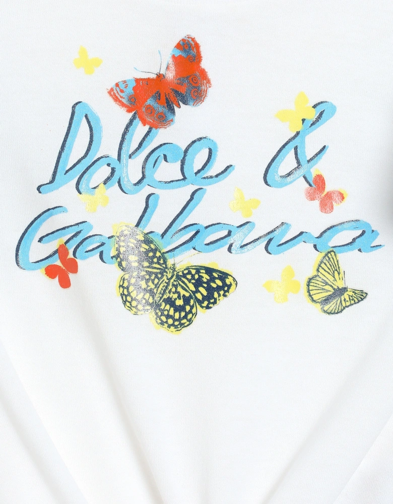 Baby Girls Butterfly T-Shirt in White