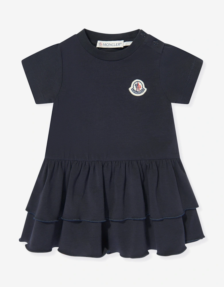 Baby Girls Logo Ruffle Dress in Navy