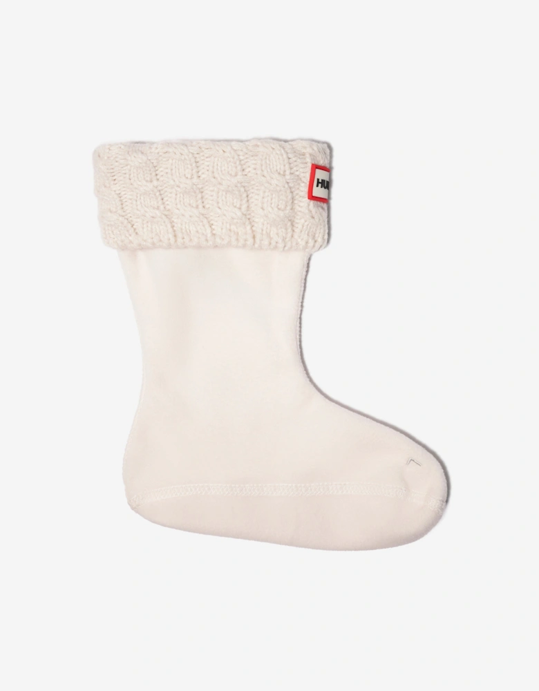 Kids Recycled 6 Stitch Cable Boot Socks in White