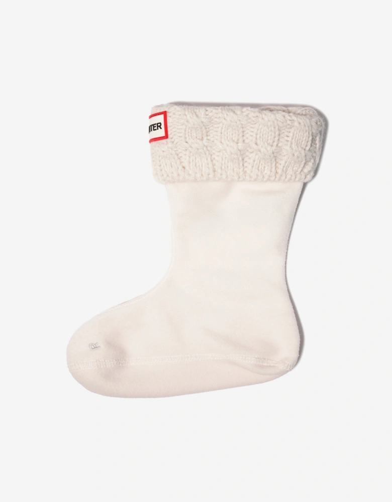 Kids Recycled 6 Stitch Cable Boot Socks in White