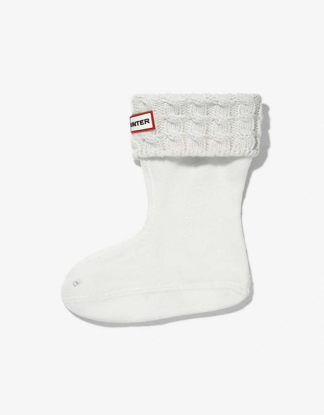 Kids Recycled 6 Stitch Cable Boot Socks in White